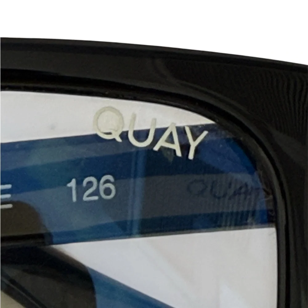 Quay Australia Black Blue Light Frames Hardware Lens Cat.0 Classic Square Retro - Picture 5 of 16